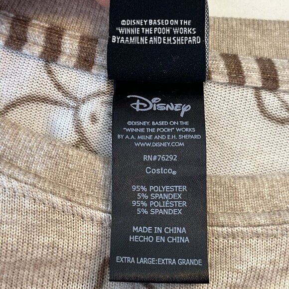 Disney Womens XL Winnie The Pooh Character All Over Print Pajama Top Brown - Picture 4 of 8